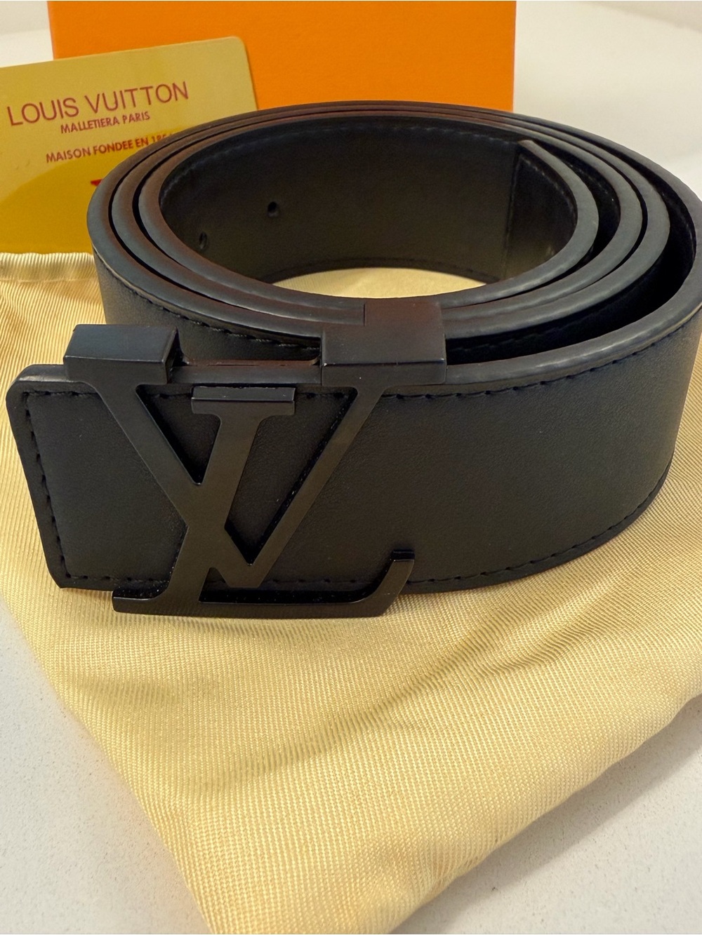 Louis Vuitton Black Belt with Black LV Buckle
